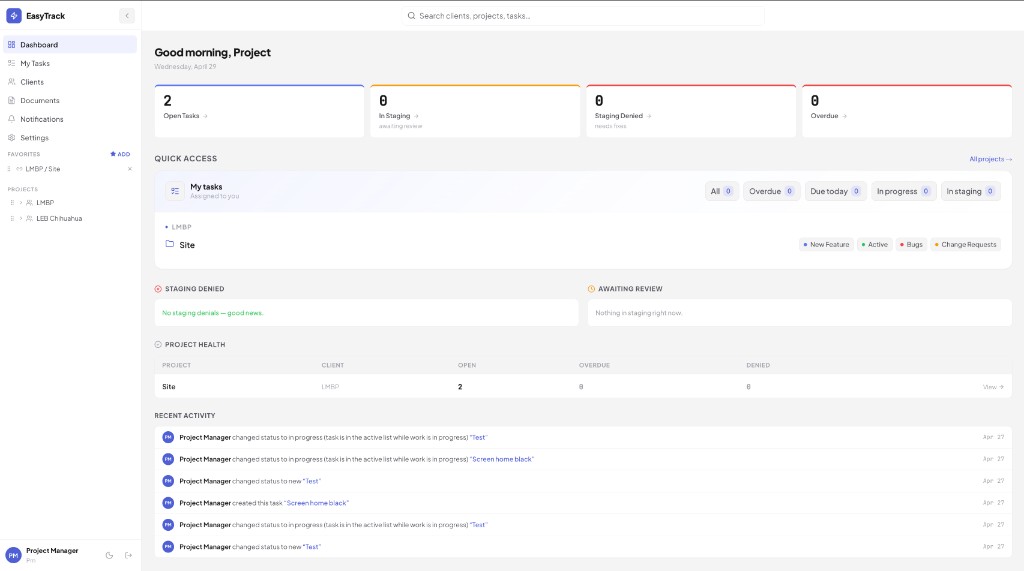 EasyTrack project management