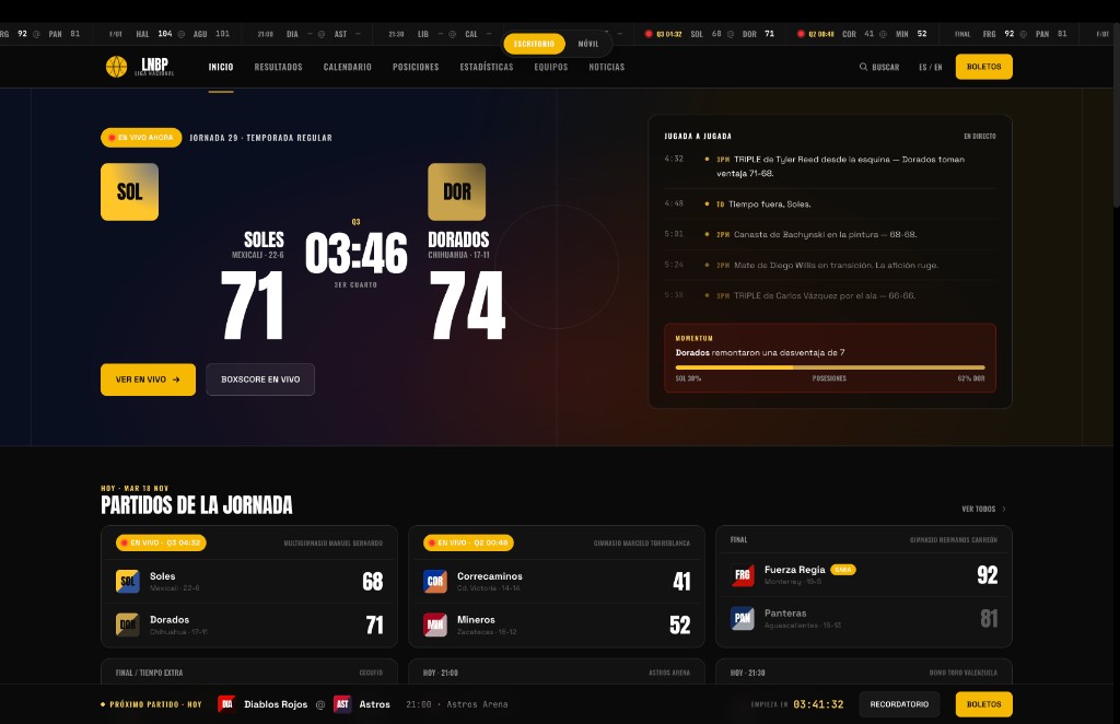 LNBP Basketball league website