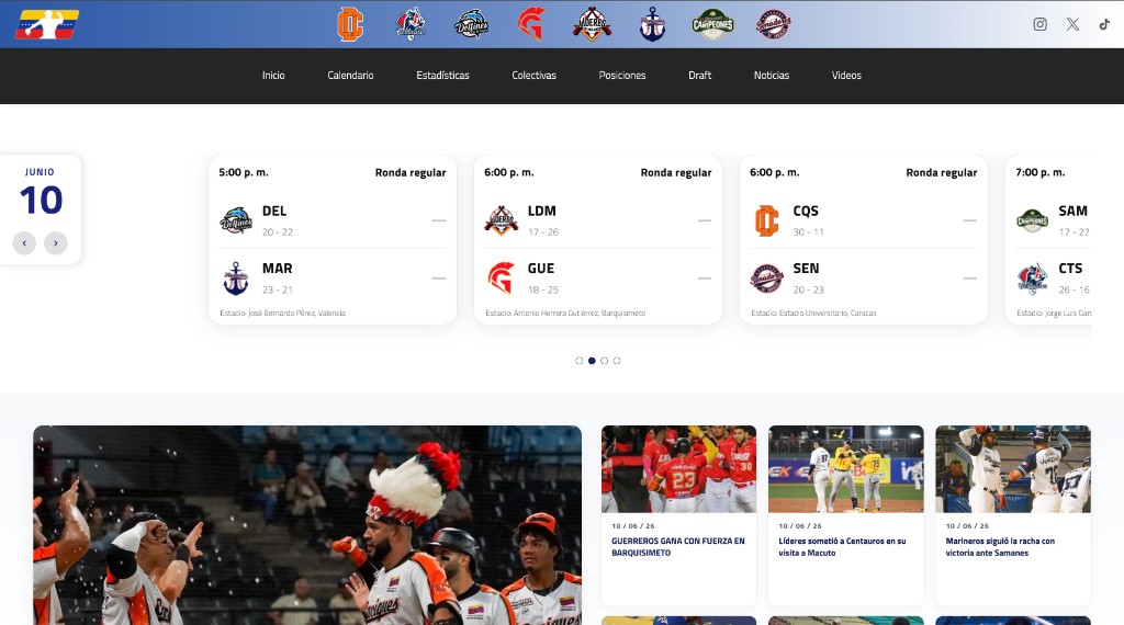 LVBP Venezuelan baseball league website